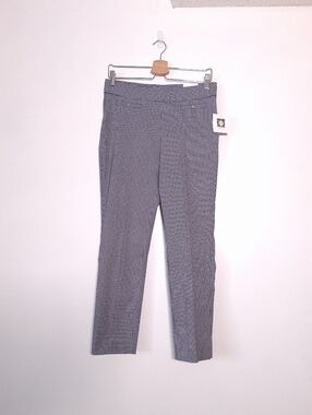 Anne Klein Pants Stretch Navy And White Checked Gingham Slim Ankle Length size 6